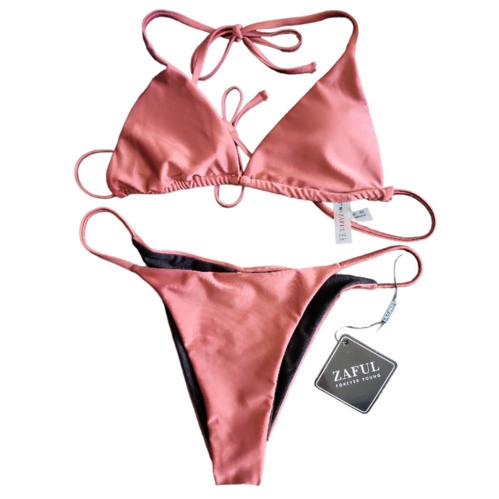 ZAFUL Burgundy 2-Piece NWT Triangle String Bikini Size‎ M